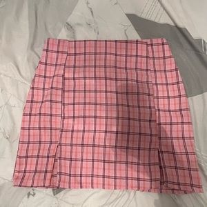 Pink Plaid Mini Skirt